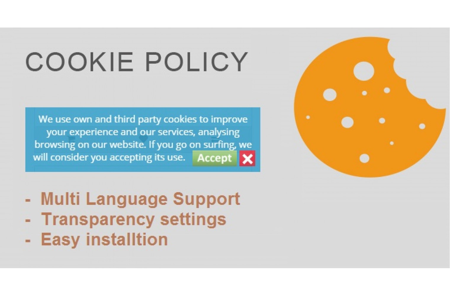 Cookie policy warning Opencart Codeison