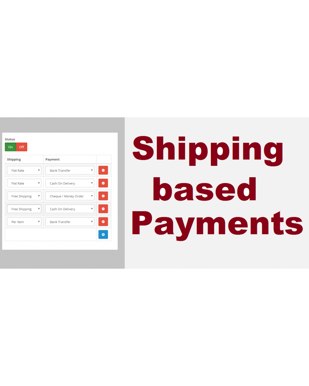 Opencart Extension Payment methods based on the selected shipping