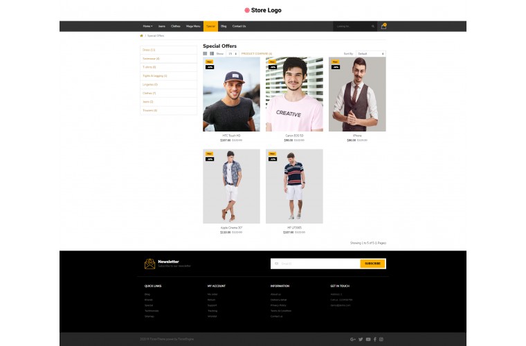 Clothing Pro Clean responsive OpenCart Theme