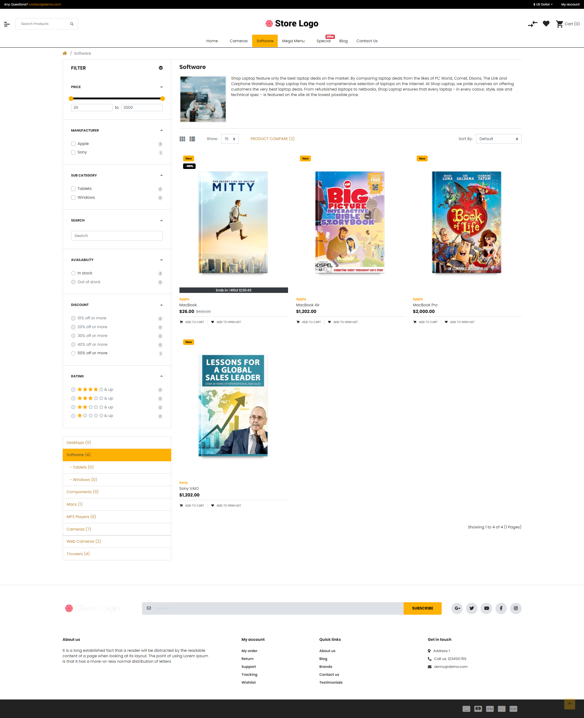 Sellegance Books Responsive and Clean OpenCart Theme