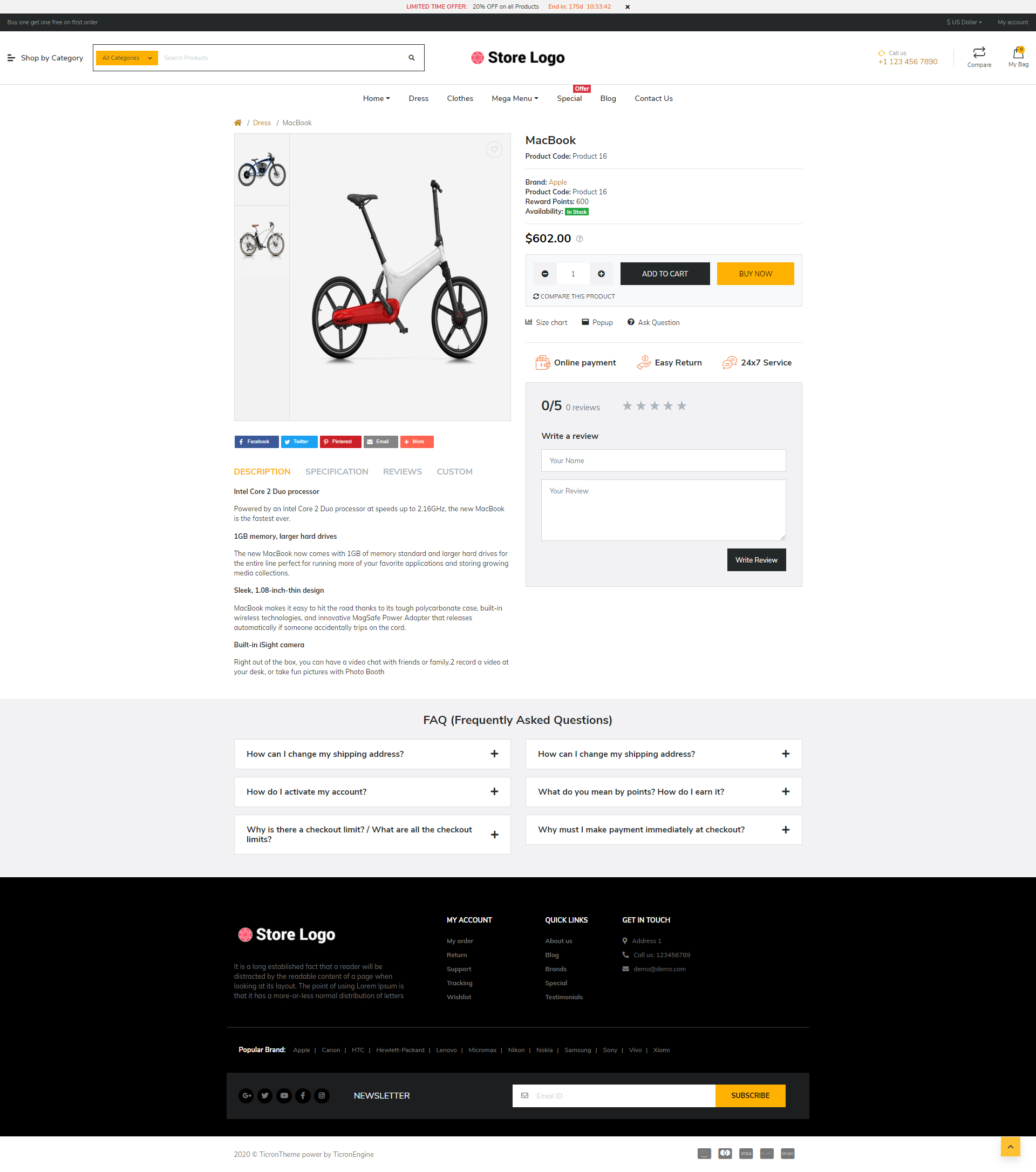 NUVO - Electric bike & Battery Opencart 3 Multipurpose theme