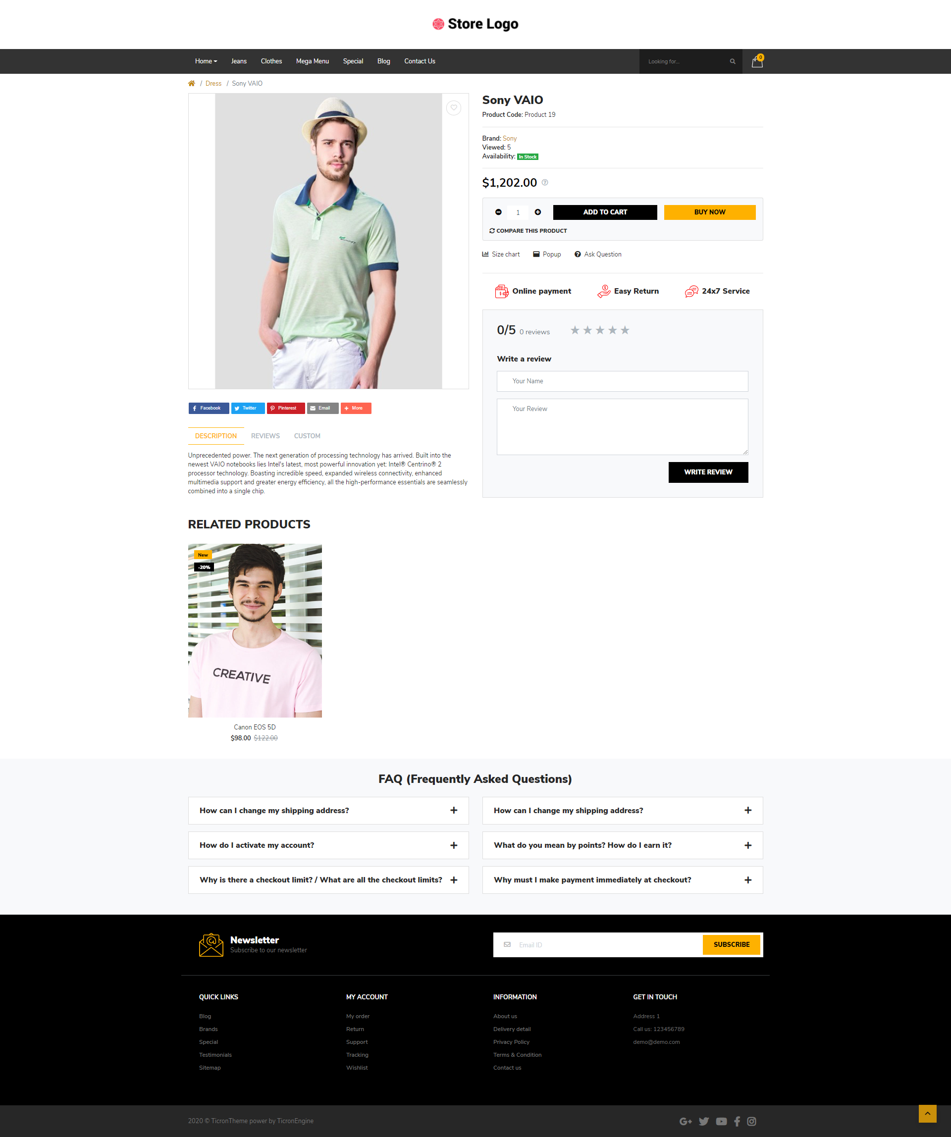 Clothing Pro Clean responsive OpenCart Theme