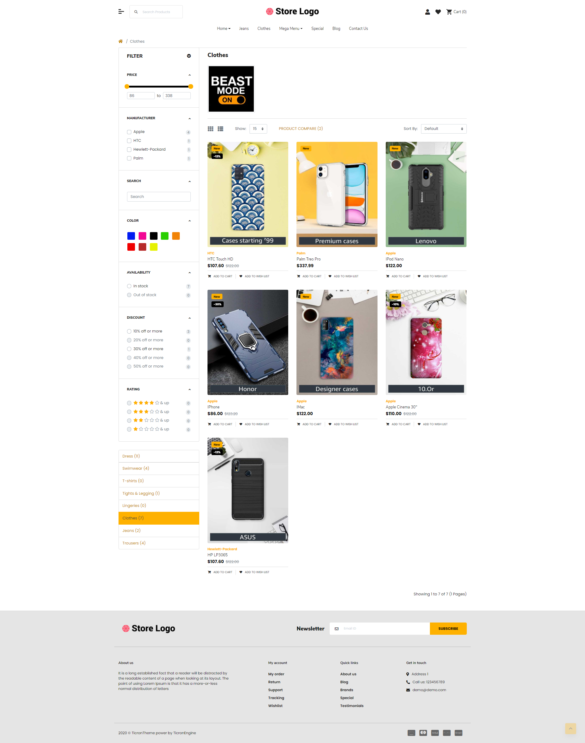 2021 Mobile case Light and fast OpenCart Theme