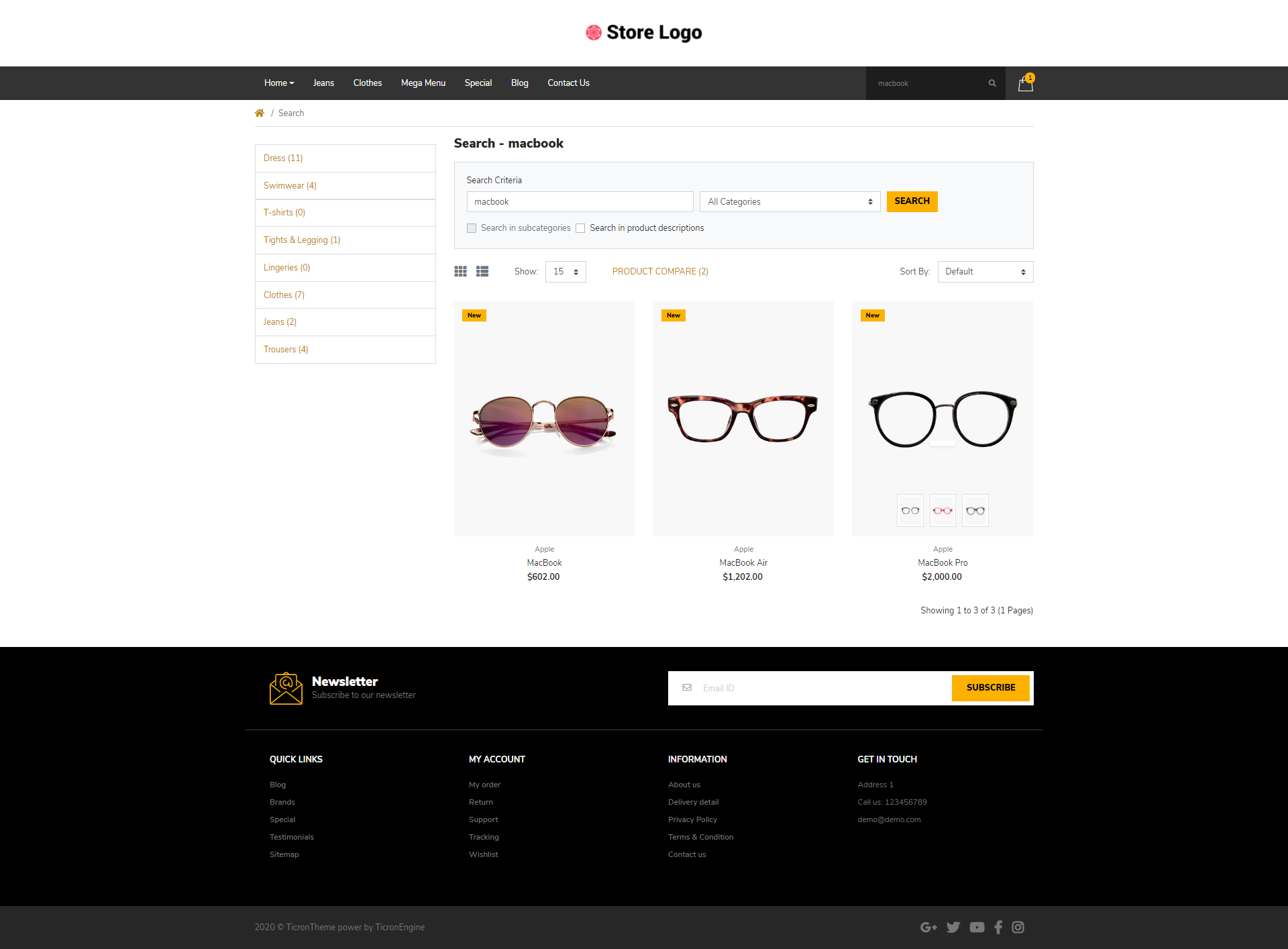 Optical Pro Clean responsive OpenCart Theme