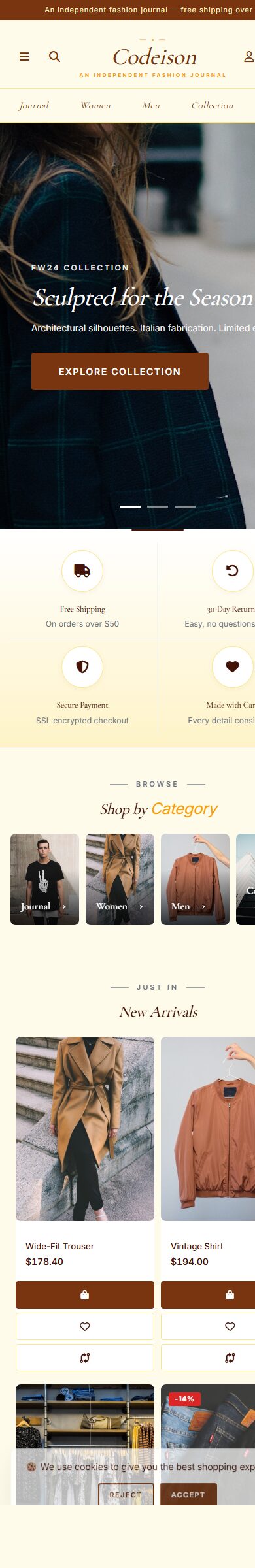 OpenCart 4 Theme for Fashion: Apparel Editorial Pack, Editorial Header screenshot 6