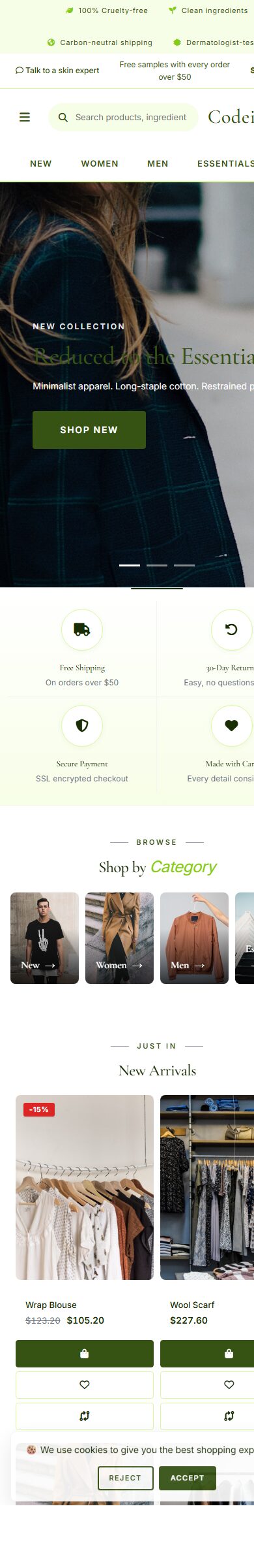 OpenCart 4 Theme for Fashion: Apparel Modern Pack, Clean Header screenshot 6