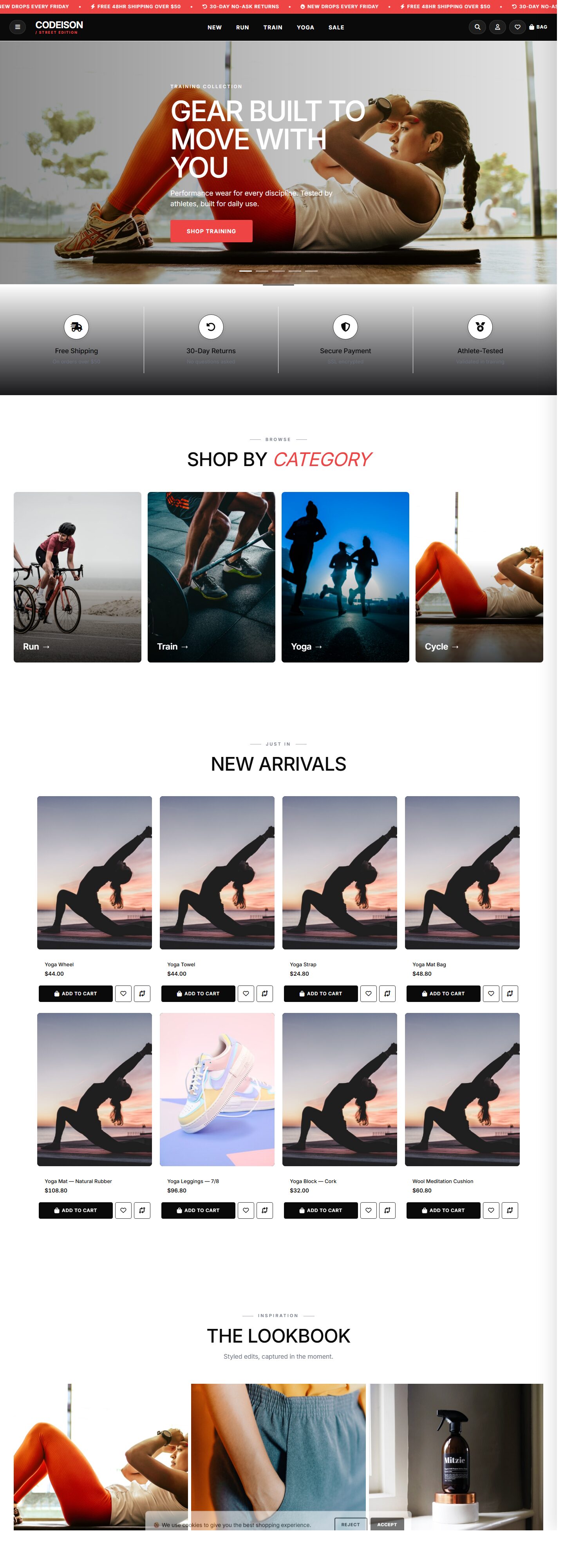 OpenCart 4 Sportswear Template - Athleisure Bold with Street Header
