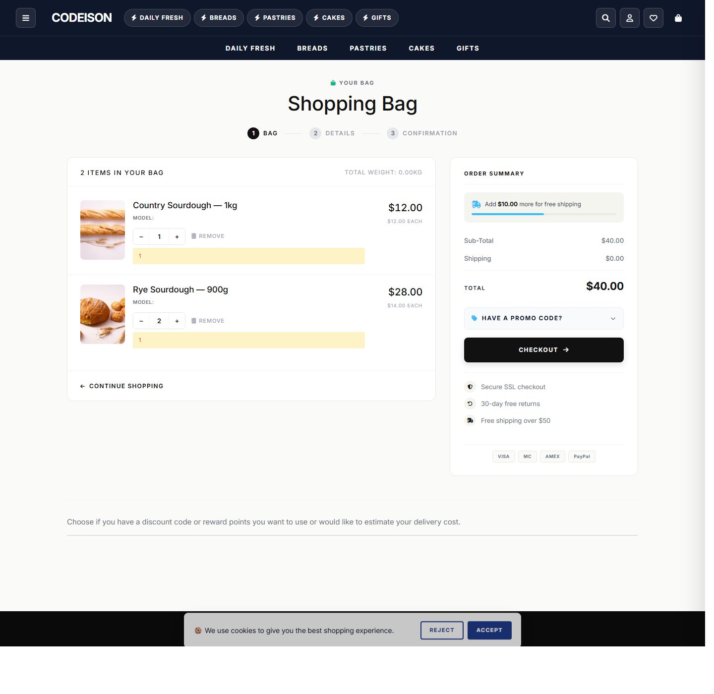 Mobile-First Food OpenCart Theme - Bakery Artisan/Bold screenshot 4