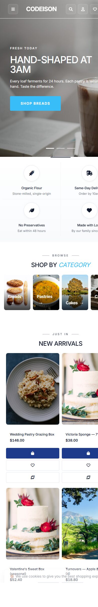 Mobile-First Food OpenCart Theme - Bakery Artisan/Bold screenshot 6