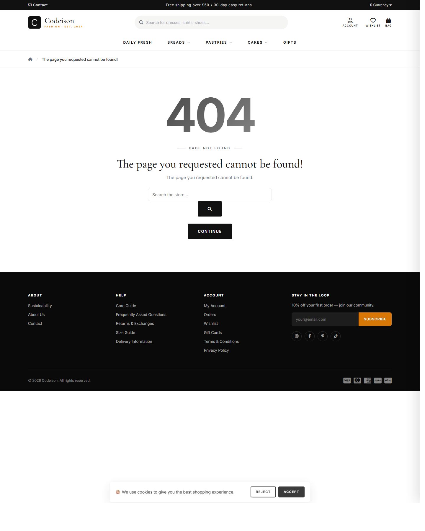 Food Storefront Theme - Bakery Artisan/Classic for OpenCart 4 screenshot 2