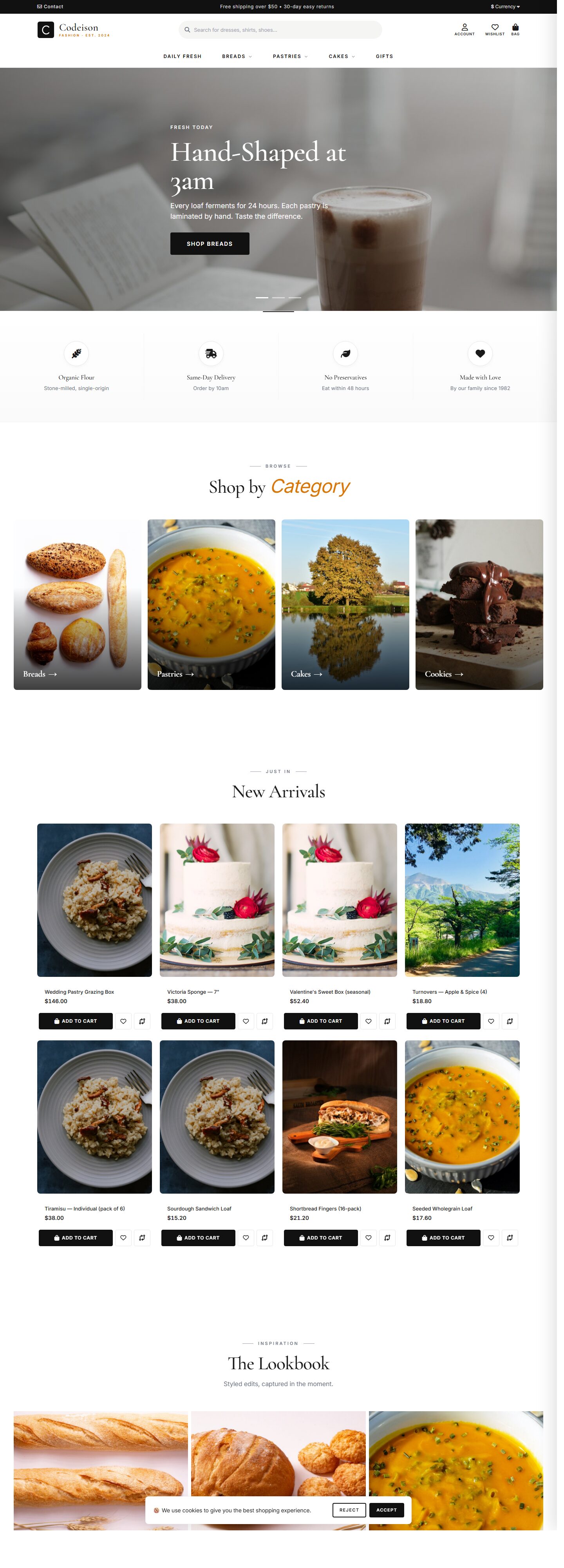 Food Storefront Theme - Bakery Artisan/Classic for OpenCart 4