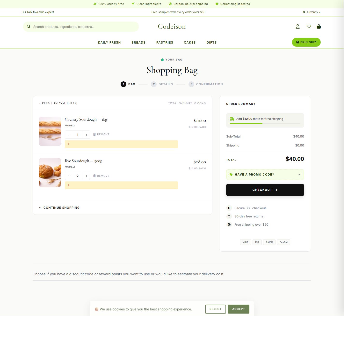 OpenCart 4 Theme for Food: Bakery Artisan Pack, Clean Header screenshot 4