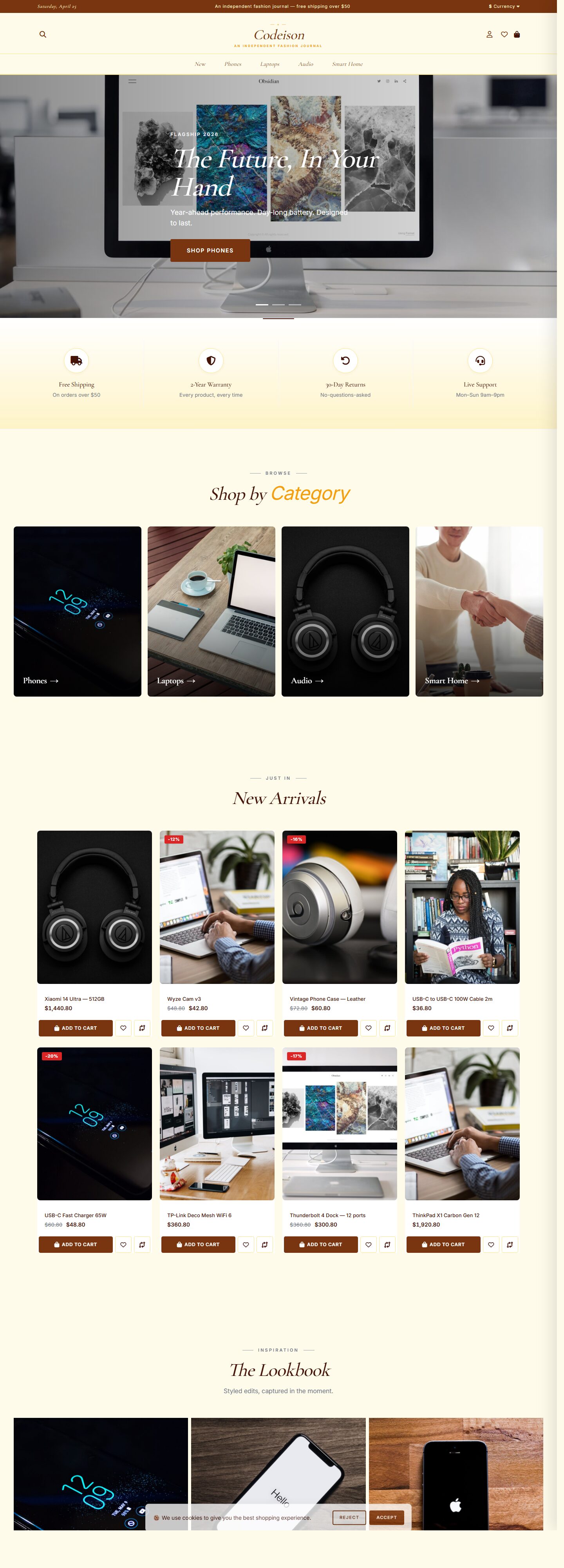 OpenCart 4 Theme for Electronics: Electronics Tech Pack, Editorial Header