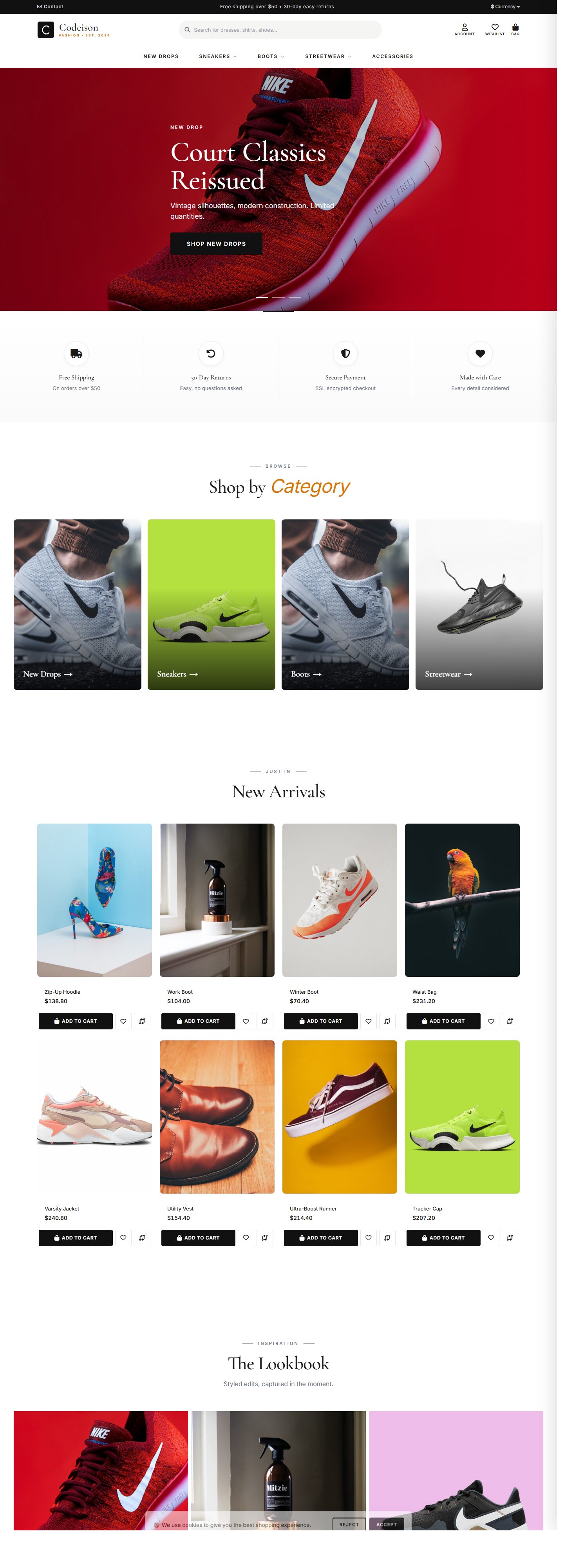 Footwear Street OpenCart 4 Theme - Classic Layout for Footwear Stores