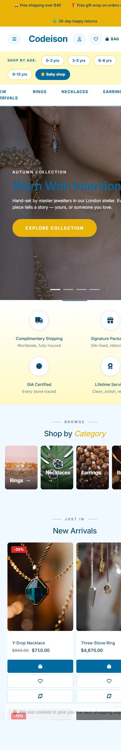 OpenCart 4 Jewelry Template - Jewelry Luxe with Bright Header screenshot 6