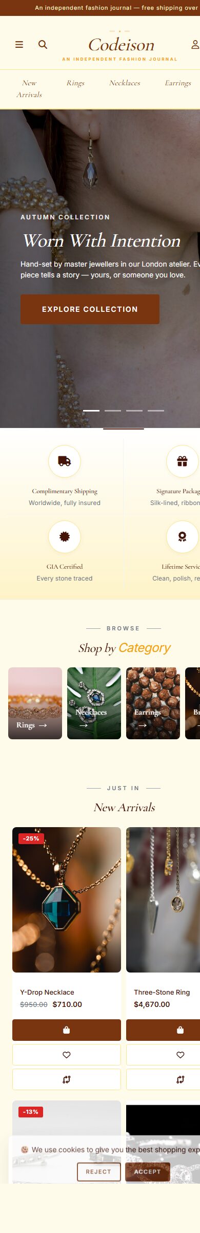 OpenCart 4 Theme for Jewelry: Jewelry Luxe Pack, Editorial Header screenshot 6