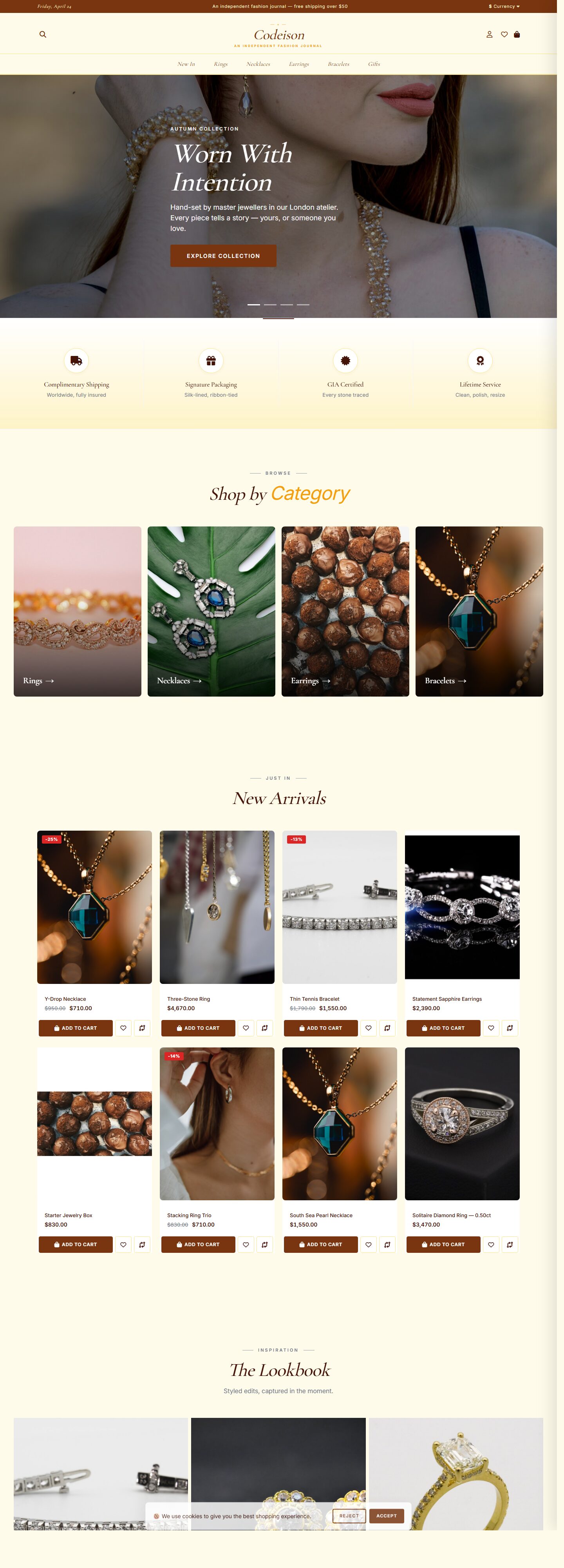 OpenCart 4 Theme for Jewelry: Jewelry Luxe Pack, Editorial Header
