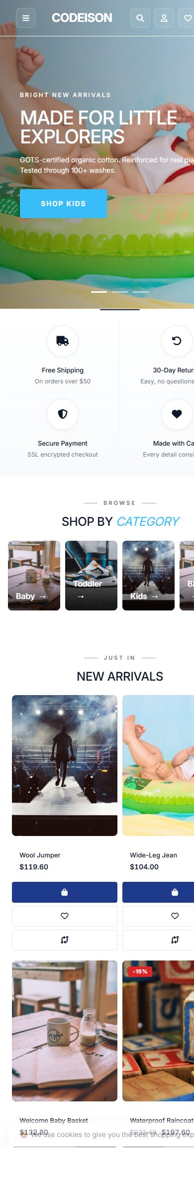 Mobile-First Kidswear OpenCart Theme - Kidswear Bright/Bold screenshot 6