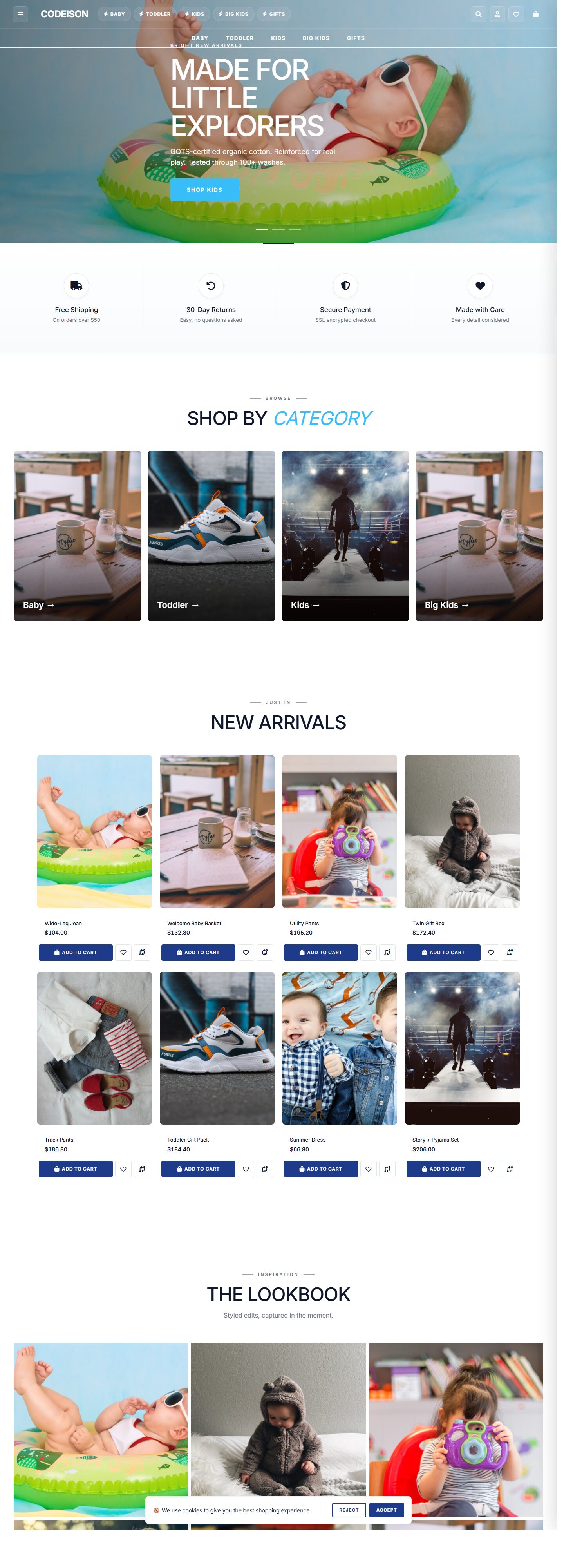 Mobile-First Kidswear OpenCart Theme - Kidswear Bright/Bold