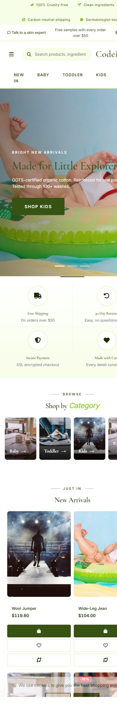 OpenCart 4 Theme for Kidswear: Kidswear Bright Pack, Clean Header screenshot 6