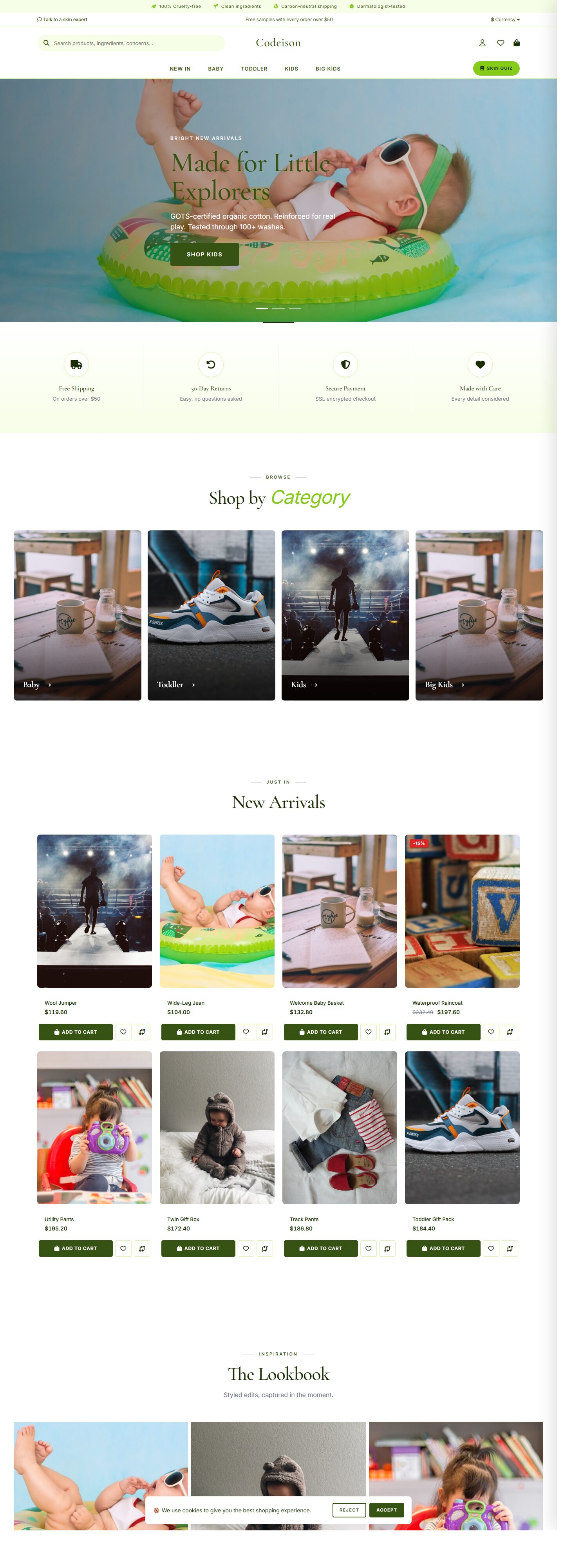 OpenCart 4 Theme for Kidswear: Kidswear Bright Pack, Clean Header