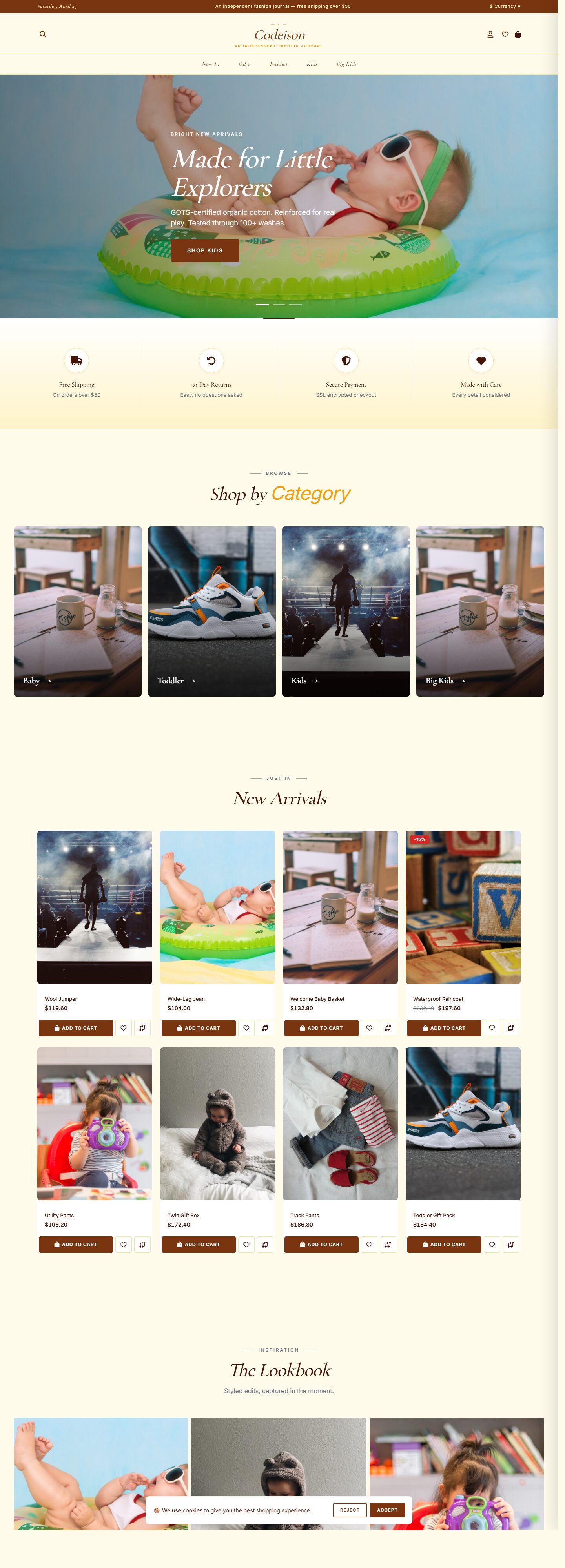 Sell Kidswear Online: Kidswear Bright OpenCart 4 Theme (Editorial Layout)