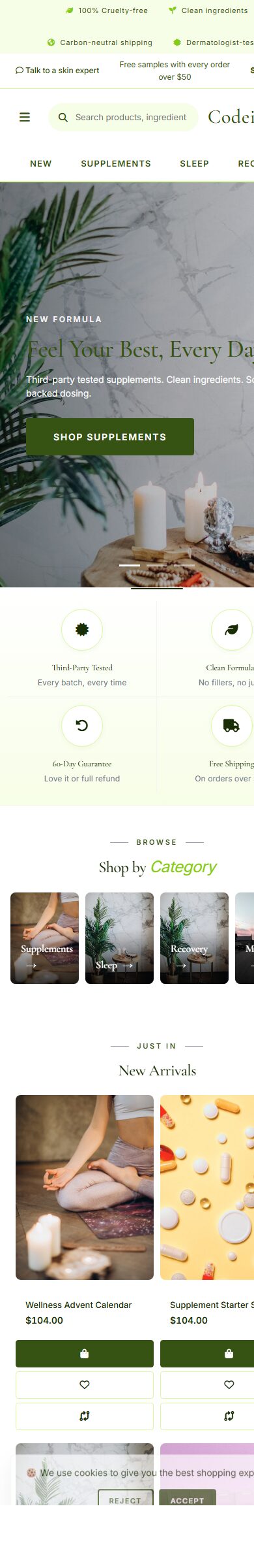 OpenCart 4 Theme for Wellness: Wellness Minimal Pack, Clean Header screenshot 6